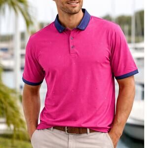 Greyson Men’s Pink Golf Performance Polo Shirt Athletic Size Large